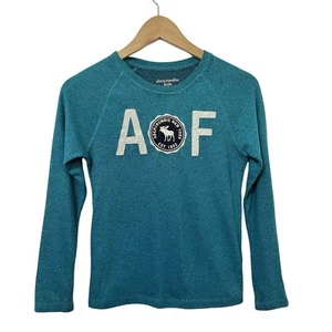 Abercrombie & Fitch Kids Y2K Crew Neck Ribbed Long Sleeve Top Youth 9/10 Logo - Picture 1 of 8