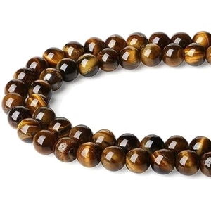8mm Tigerauge Perlen zum Auffädeln 47 Stück Edelstein Schmuck DIY Naturstein - Bild 1 von 9