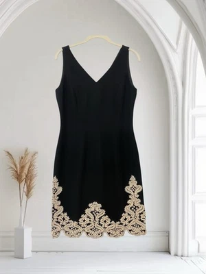 Elegante vestido bordado con cuello en V sin mangas Maggie London para mujer talla 10 Foto 1 de 4