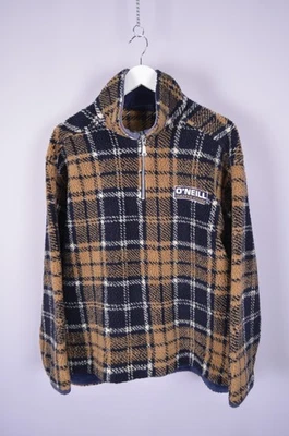 Vintage O'Neill Santa Cruz Fleece Pullover 1/4 Zip Check Jacket Size L 90s - Image 1 of 4