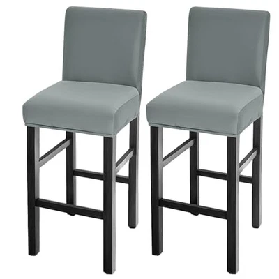 Bar Stool Covers Set of Waterproof Barstool Seat Covers Stretch 2 Light Grey - Image 1 of 4