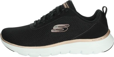 Skechers Flex Appeal 5.0 UPTAKE Womens Mesh VEGAN Trainers Black/Rose Gold - Image 1 of 4