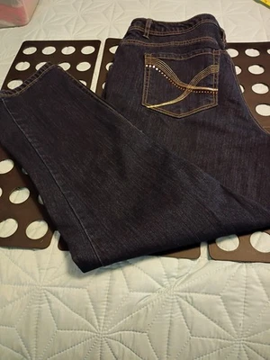 Pantalones de mezclilla para mujer Style & Co. con curvas de pierna ajustada lavado oscuro 18 W Foto 1 de 4
