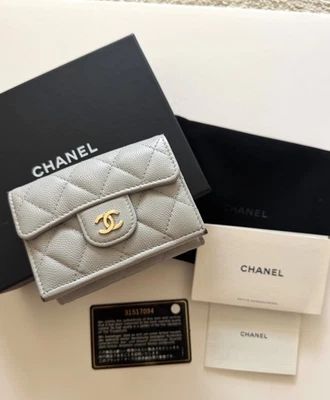 Light grey rare chanel caviar trifold wallet - Image 1 of 4