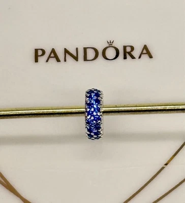 New 100% Genuine Pandora Silver Blue Pave Sparkling Spacer Charm 791359NCB - Image 1 of 4