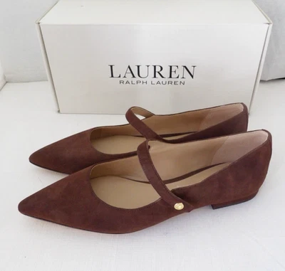 NIB Authentic LAUREN RALPH LAUREN LONDYN Brown Suede Women's Flats Size 9 B - Image 1 of 4
