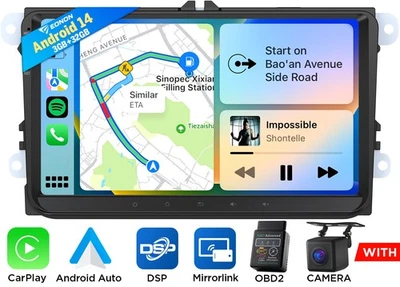 Para VW Volkswagen CC Passat Android 14 GPS Coche Radio Estéreo CarPlay WIFI 3+32GB Foto 1 de 4