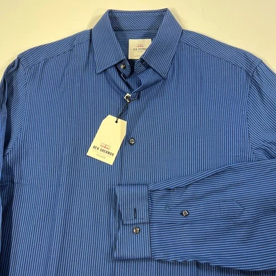 Camisa de Vestir Ben Sherman Para Hombres 15.5 Mediana Azul Rayas A Medida Calce Ajustado Nueva Con Etiquetas Foto 1 de 4