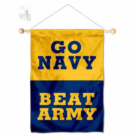 Navy Midshipmen Beat Army Mini Window Banner Hanging with Suction Cup Cover