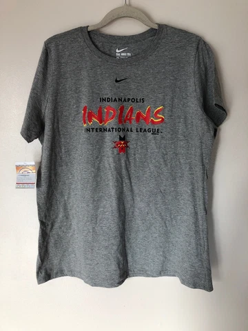 Womens Nike Indianapolis Indians Baseball Gray Short Sleeve Shirt - Sz XXL NWT Cover