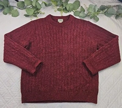 L.L. Bean Men's Red 100% Lambswool Ribbed Knit Sweater Crewneck Size XL - Image 1 of 4