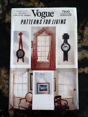 VOGUE PATTERN - 7930 CURTAIN DRAPES WINDOW TREATMENT WALL HANGING BOWS  UNCUT - Image 1 of 2