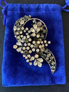 Vintage VENDOME Draht Rauchglas & Strass Brosche Anstecknadel - Statement Stück - Bild 1 von 7