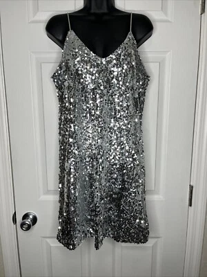 Sexy Vestido Anna-Kaci Para Mujer Talla M Plateado Lentejuelas Bodycon Mini Cóctel Fiesta De Colección Foto 1 de 4