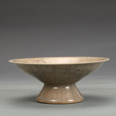 12英寸罕见中国瓷宋朝葛窑米色釉面竹帽碗 — 第 1/4 张图片