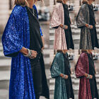Ladies Streetwear Coat Women's 3/4 Sleeve Sequin Cape Blazer Cardigan Jackets ~