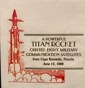 MILITARY SPACE COMMUNICATIONS 8 SATELLITES BY AIR FORCE TITAN ROCKET JUN 13 1968 - Picture 1 of 4