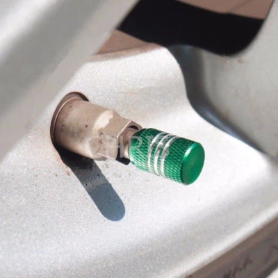 4pcs Green Aluminum Tire Wheel Air Stem Valve Caps Cover for Car Truck SUV Bike - Image 1 of 4