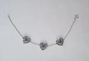 2.71ct Blue & White Natural Diamond Solid Sterling Silver Heart Charm Bracelet - Picture 1 of 3