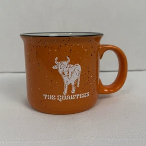 The Quarters Coffee Tea Mug Cup Orange & White Speckled Ceramic, Cow Bull - Picture 1 of 10