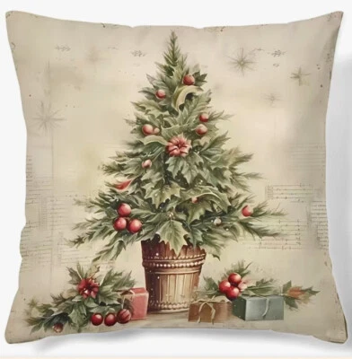 Funda de almohada suave para jardín de acebo de Navidad decoración del hogar de vacaciones de invierno Foto 1 de 4