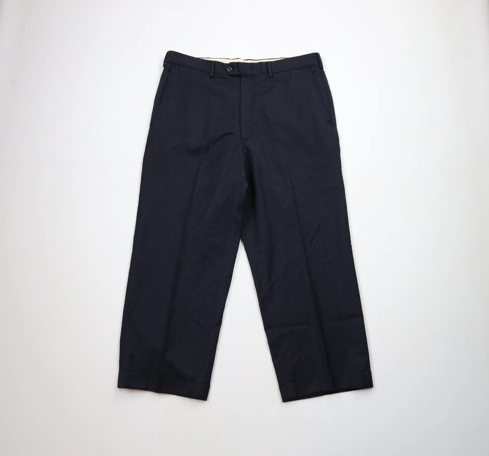 Vtg 90s Streetwear Mens 34x26 Cashmere Merino Wool Blend Wide Leg Chino Pants - Image 1 of 4