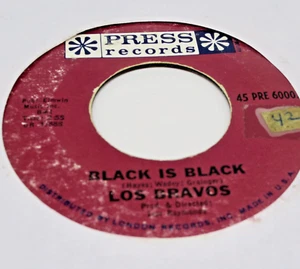 Los Bravos Black Is Black / I Want A Name 45 RPM Record Press Label - Imagen 1 de 3