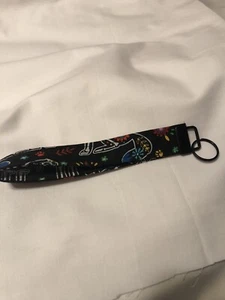 Handmade Fabric Wristlet/ Key Fob/ Keychain/ Car Accessory/ Dias De Los Muertos - Picture 1 of 4