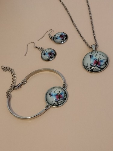 Collana orecchini e braccialetto con farfalla Idea regalo San Valentino!