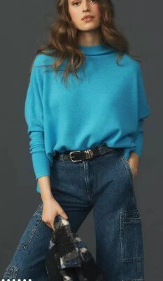 Suéter Anthropologie The Shea de Cachemira Cuadrado de Gran Tamaño de Maeve Azul S NUEVO Foto 1 de 4