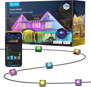 Govee Permanent Outdoor Lights, Smart RGBIC Outdoor Decor with 75 Scene, Black - Picture 1 of 6