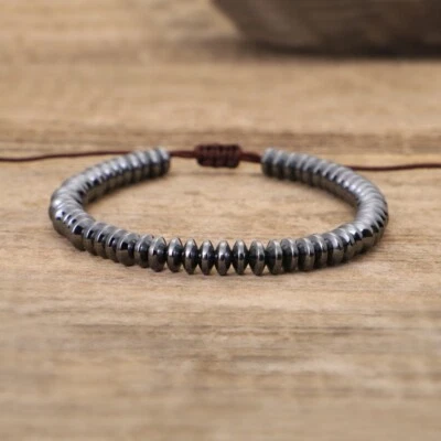 Hematite Bead Balance Men Bracelet Healing Reiki Protection Handmade Bracelet - Image 1 of 2