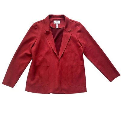 Joseph Ribkoff Open Blazer Jacket Size 10 Microsuede Brick Red Pockets - Image 1 of 4