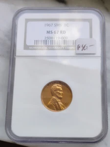 1967 SMS Lincoln Cent  NGC MS67 Rd Certified Red - Picture 1 of 9