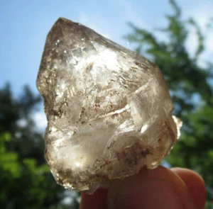 ELESTIAL ENHYDRO SMOKY QUARTZ MULTIPLE BUBBLE DOUBLE TERMINATED DT CRYSTAL POINT - Picture 1 of 9