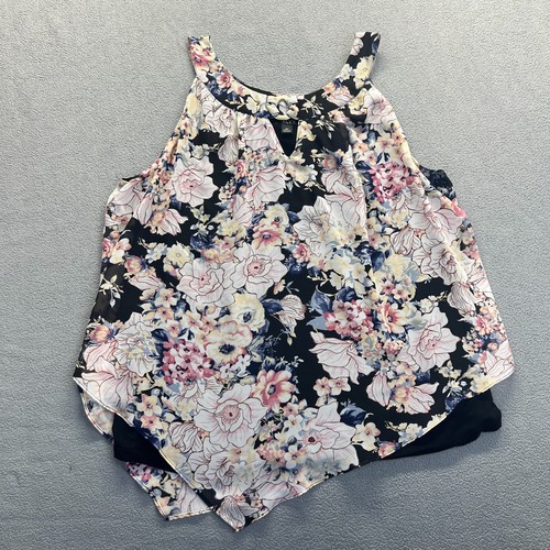 Top tunica donna Alyx taglie forti 2X senza maniche floreale plissettato foderato relax