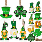 32 Pieces St. Patrick'S Day Wooden Ornament Shamrocks Clover Gnome Hat Horseshoe