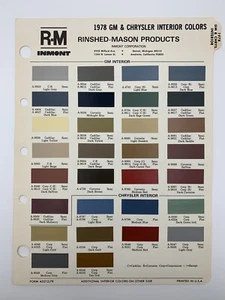 Rinshed Mason 1978 GM & Chrysler Interior Paint Chip Samples - Foto 1 di 1