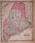 1863 Karte ~ MAINE ~ Johnson Atlas Karte (14x18) - #001