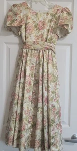 Storybook Heirlooms Girls 3/4 Lgth Dress, Foral Print Gold Metallic Pink Rose,10 - Picture 1 of 5