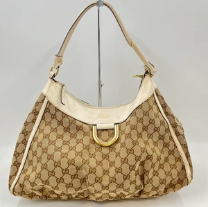 GUCCI Abbey Hobo One Shoulder Bag Beige Gold Hardware GG canvas 189833 - Picture 1 of 22