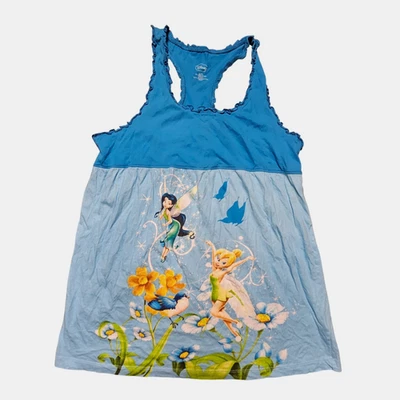 Disney Tinker Bell Ruffle Trim Dress Girls XL Racerback Cotton Fairycore - Image 1 of 4