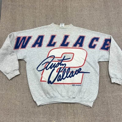 Sudadera Vintage Rusty Wallace Para Hombre XL Gris Años 90 Nascar Foto 1 de 4