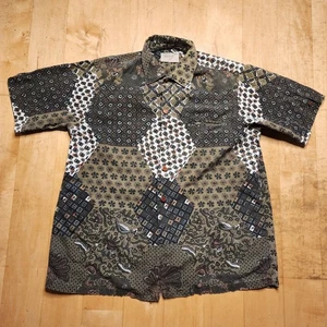 Vintage 1950s Authentic Island Batik by Enro Floral Print Men's Shirt Size M - Picture 1 of 13