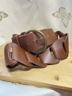 New York & Company Wide Brown Waist Belt Stretch Cinch Fashion Accessory Sz M - Image 1 of 4