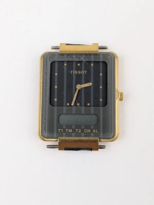 AS-IS PARTS REPAIR Vintage Tissot Two Timer Watch 27mm Stripe Swiss Ana-Digi 1980s  - Bild 1 von 4