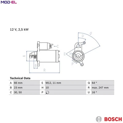 STARTER 0 986 024 040 FOR AUDI A4/S4/Allroad A5/S5/Convertible/Sportback Q5 2.0L - Image 1 of 4