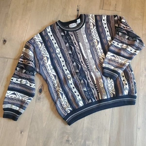 Cotton Traders Sweater Coogi Style Cosby 3D Knit Textured Chunky Brown Mens XL - Picture 1 of 8