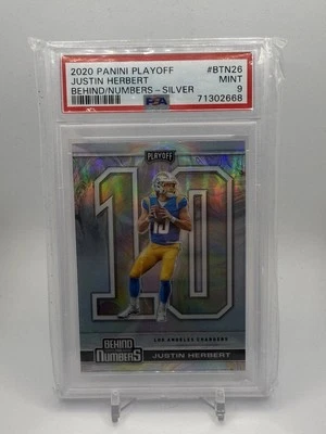 2020 Panini Playoff - Justin Herbert Behind the Numbers Silver #BTN-26 PSA 9 - Image 1 of 2