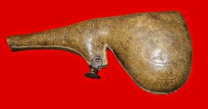 Pulverflasche Leder osmanisch-balkanisch um 1800–1850 - Bild 1 von 8
